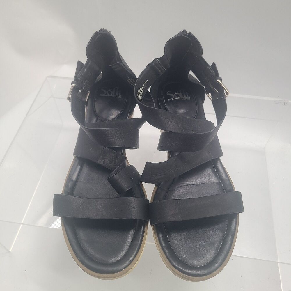 Sofft Starla Ankle Strap Sandal Black Leather Sandals Women's US SZ 11 M - Picture 1 of 7
